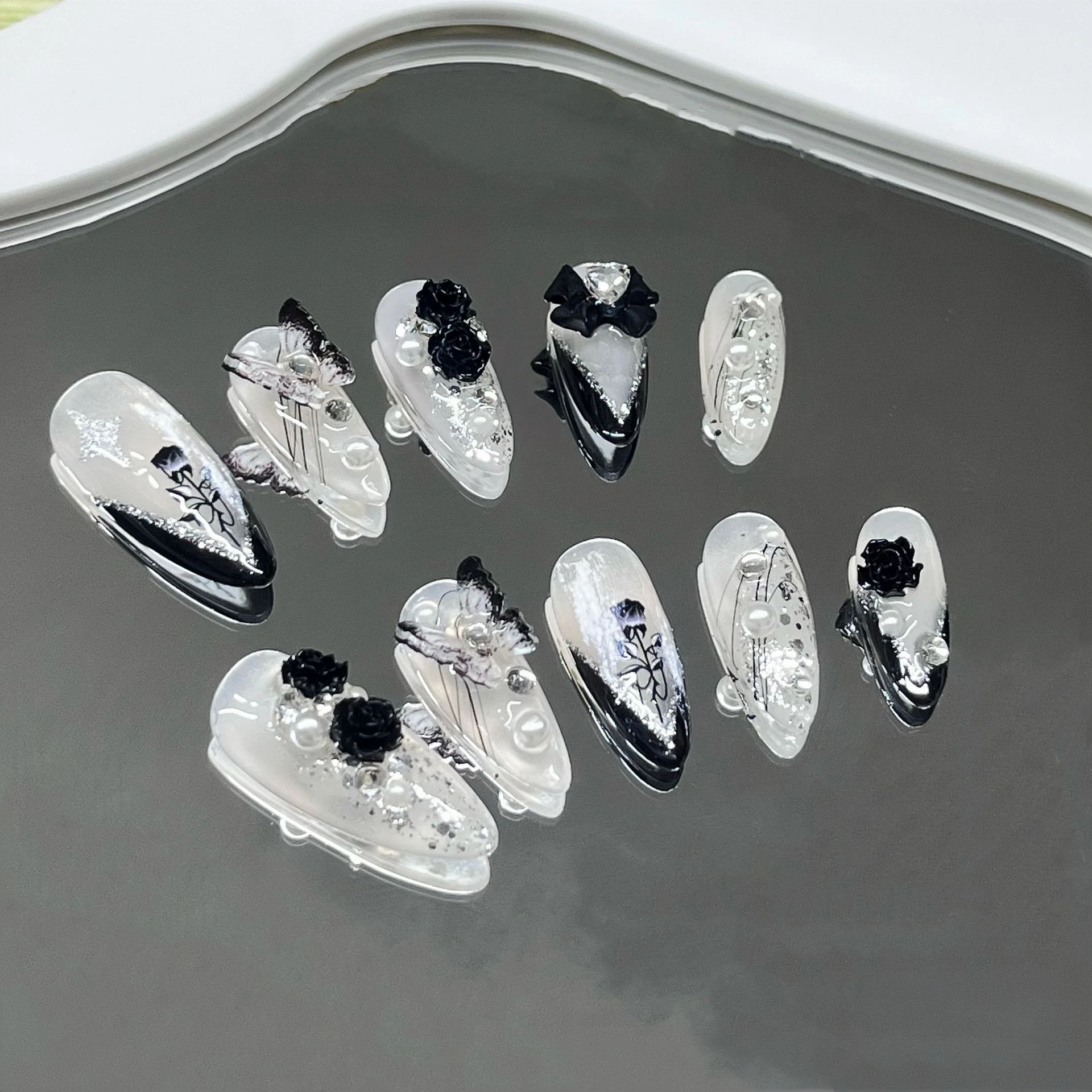 Handmade Wear Nail Dark Princess Plaster Rose Heavy Industry Manicure