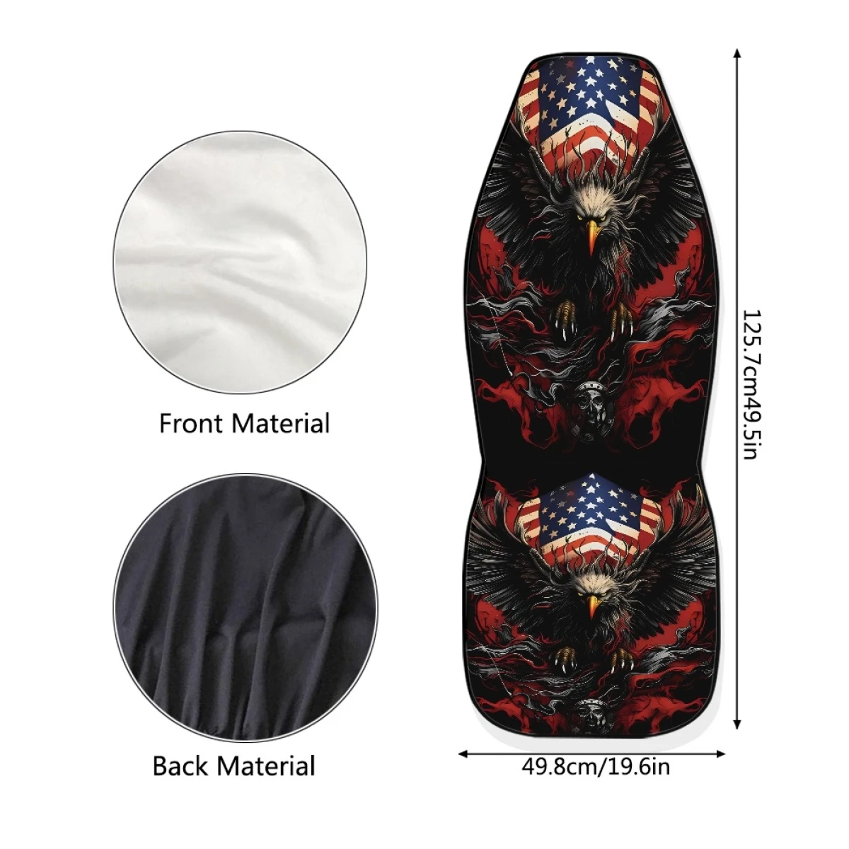 2 Front Car Seat Covers, Digitally Printed With An Eagle Pattern, Thin, Suitable For All Seasons, Fashionable Car Seat Covers