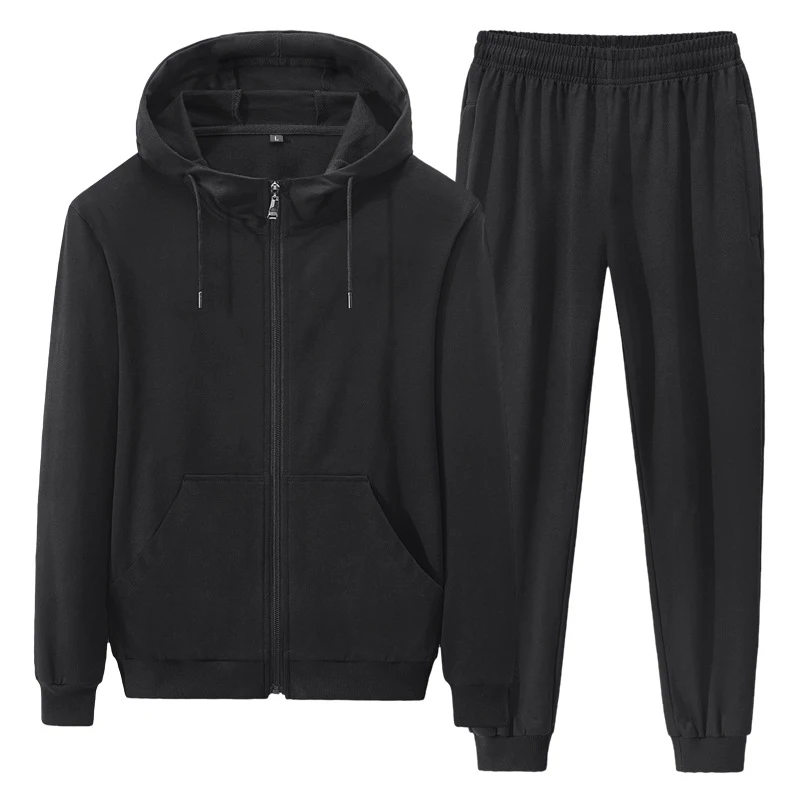 New Men's Pure Cotton Casual Sports Solid Color Suit