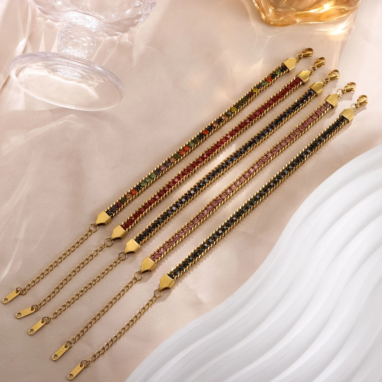 Stainless Steel Bracelet Micro Diamond Fashion Simple Three-layer