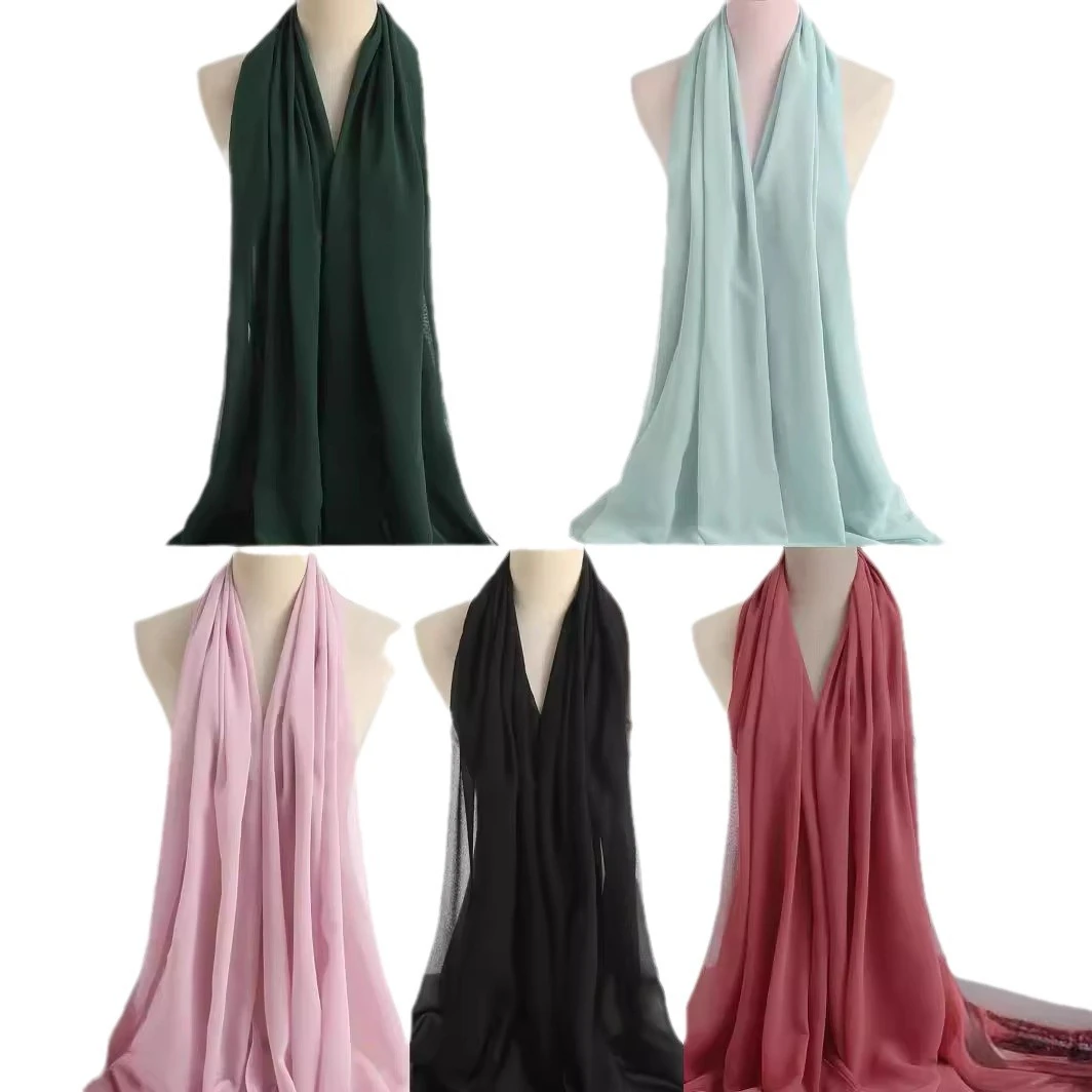 Ethnic Style High Quality Solid Color Hemp Chiffon Headscarf