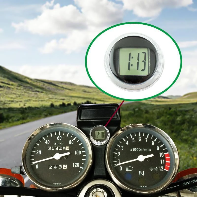 Motorcycle Car Electronic Clock Mini Outdoor Waterproof Thermometer