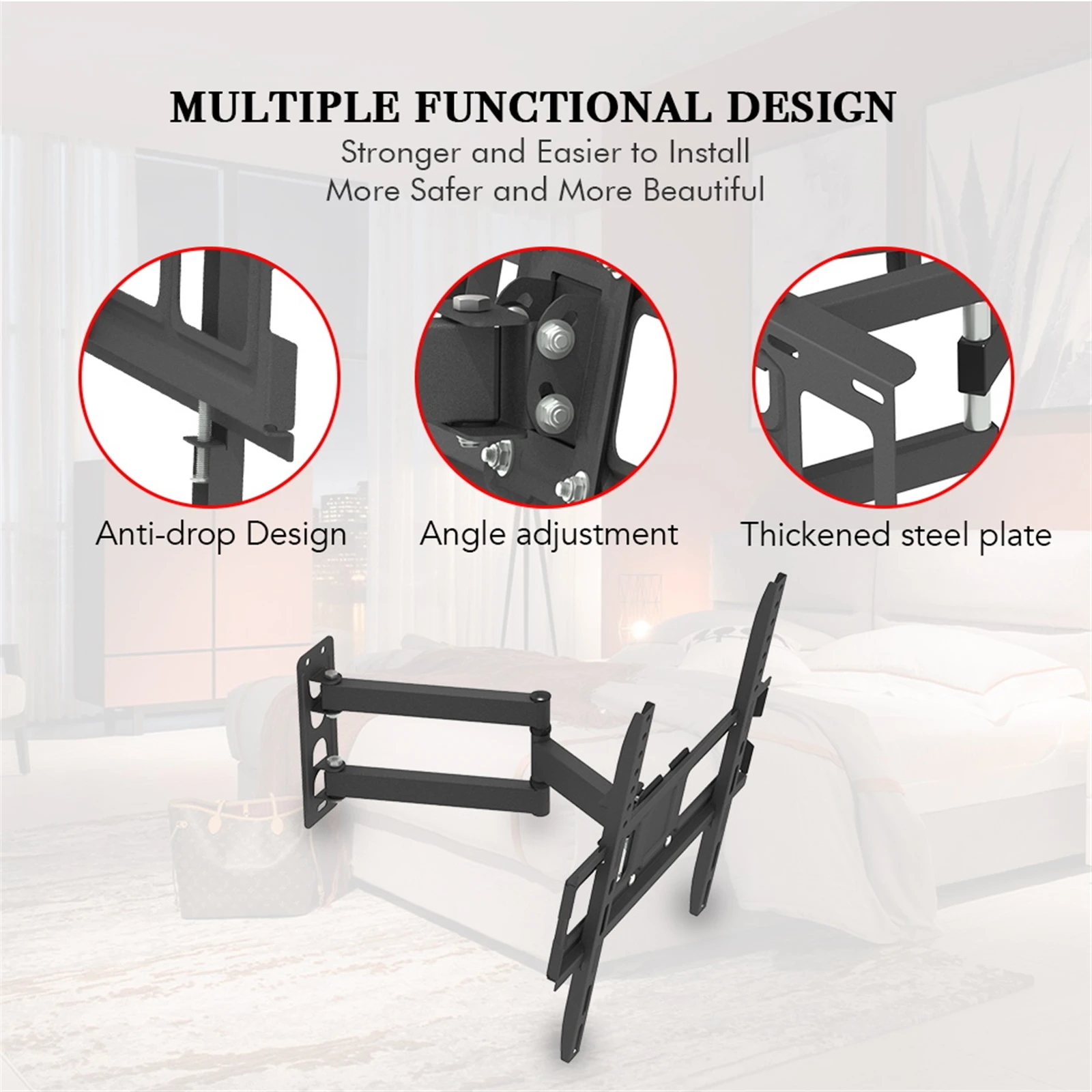 32-65 Inch Single Pendulum Small Base TV Stand TMXD-103 Load Bearing 35KG