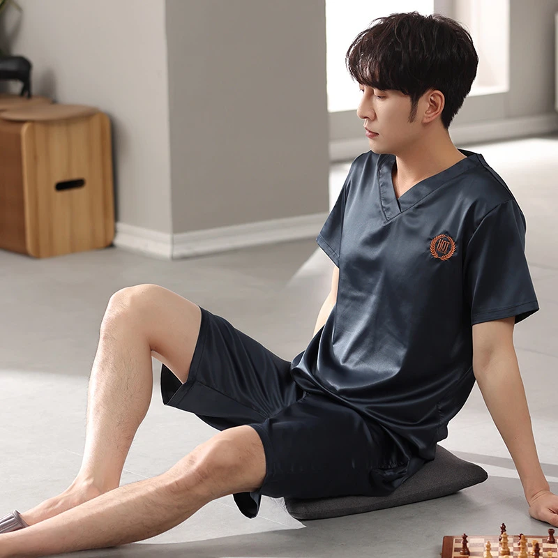 Pajamas Short-sleeved Shirt And Shorts Loose Ice Silk Suit Homewear