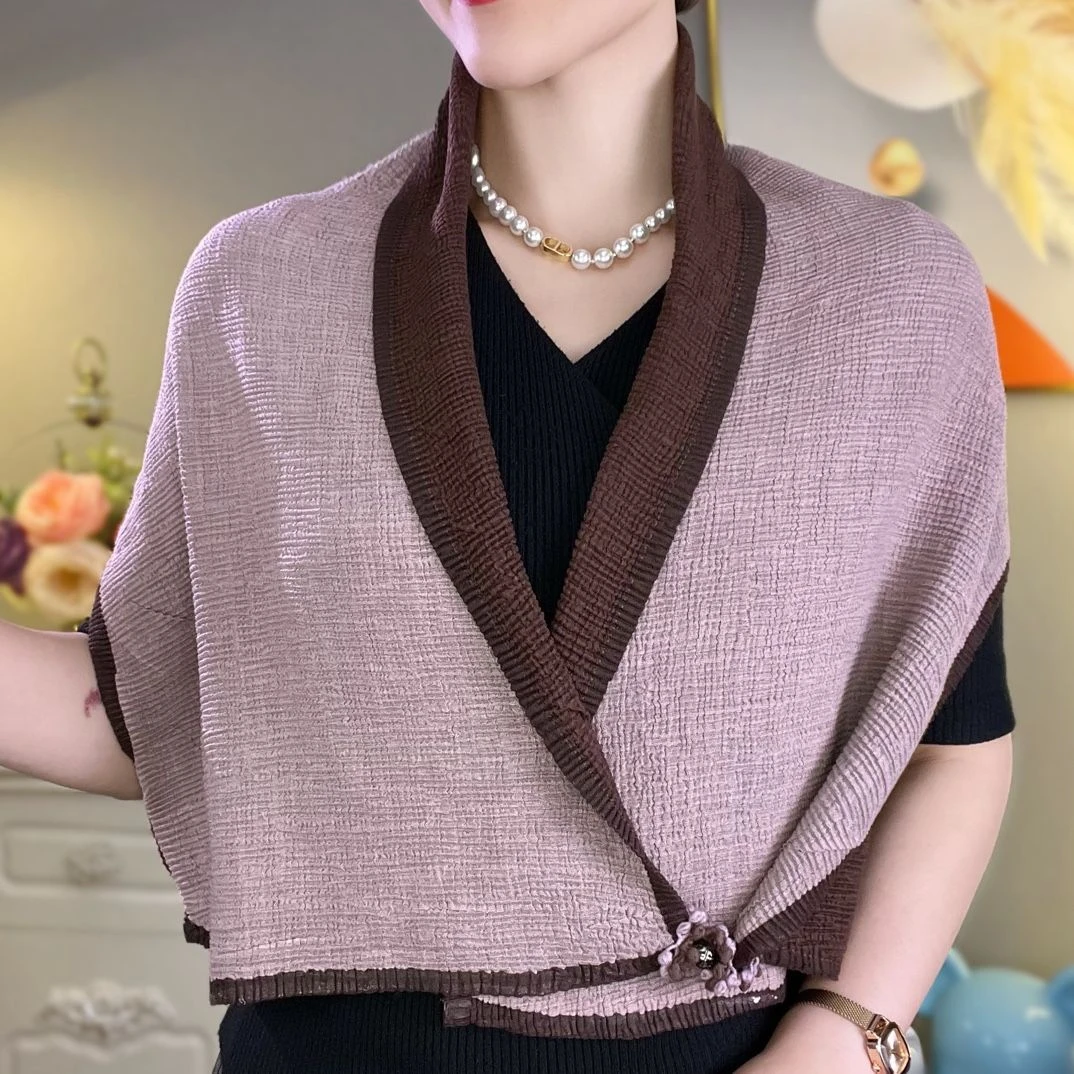 Crumpled Small Flower Magnetic Snap Double-sided Two-color Scarf