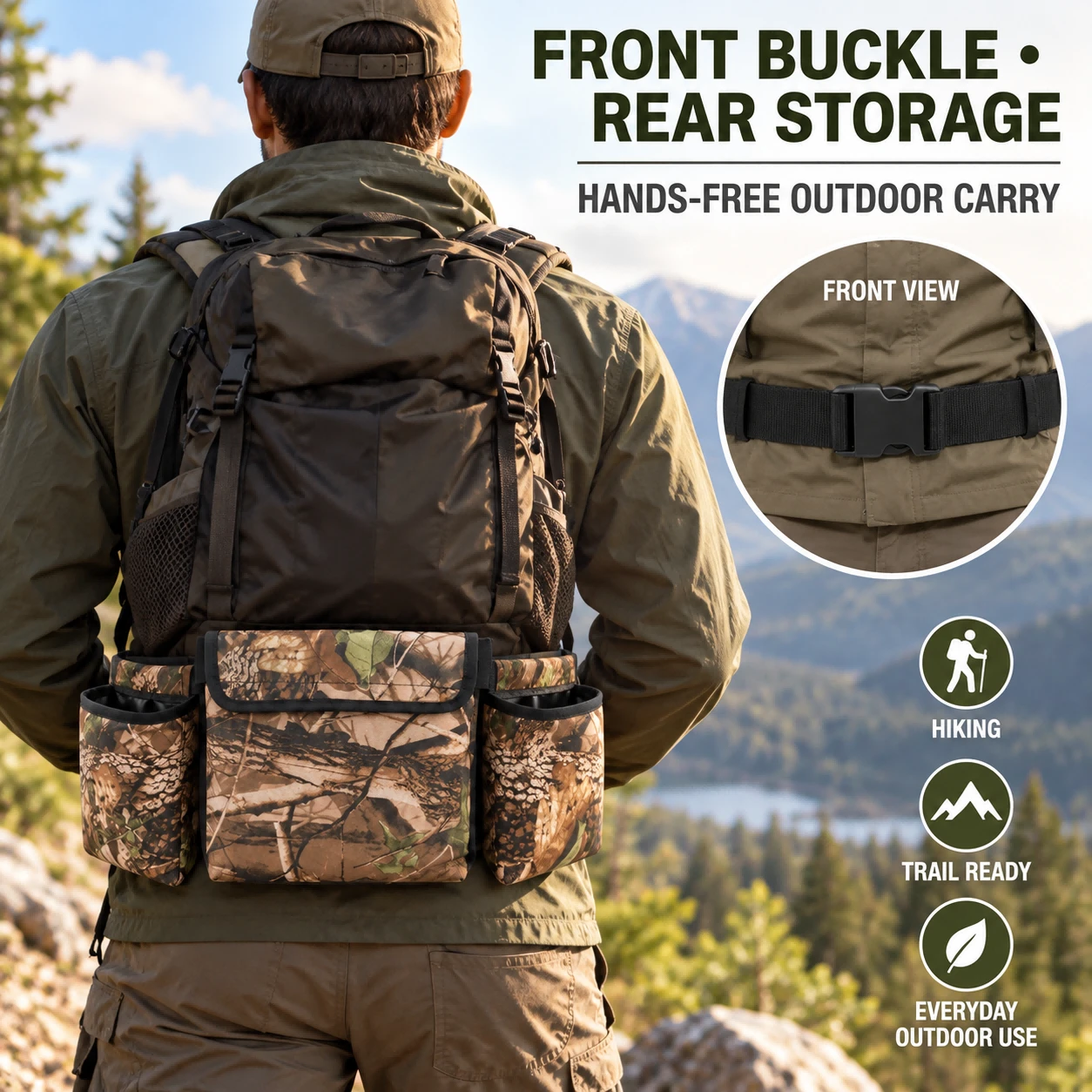 LINK Camo 900D PVC Nylon Multi-Pouch Field Waist Bag Adjustable Quick-Release Buckle Durable Breathable Portable Outdoor Hunting
