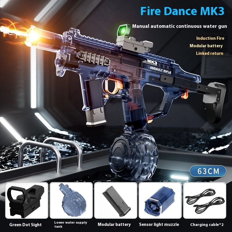 MK3 Fire And Dancing Water Gun Toy Large Capacity Cool Flashing Light
