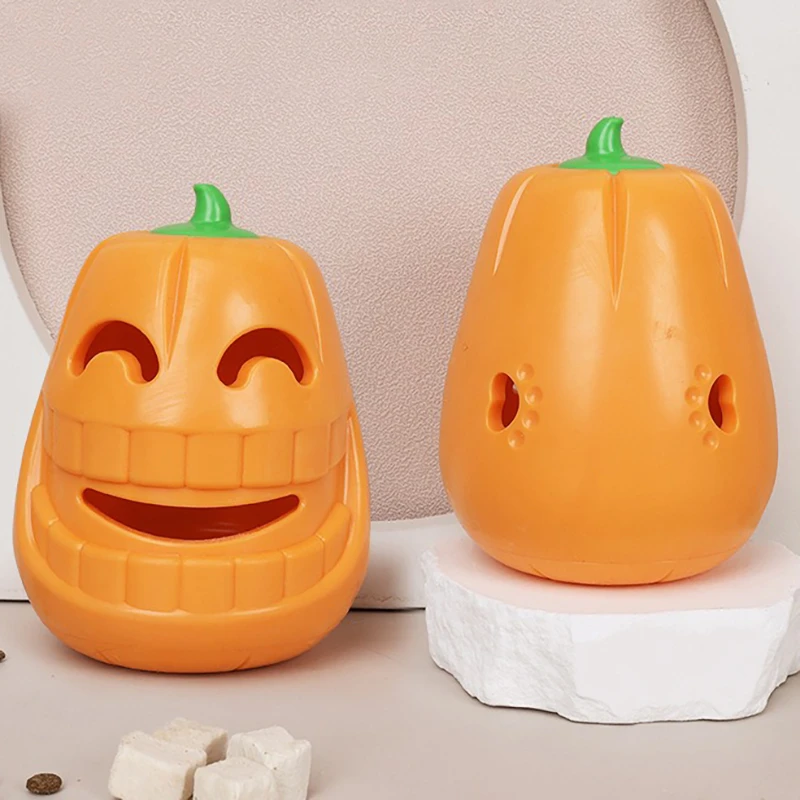 Interactive Dog Chew Toy Halloween Pumpkin Shaped, Treat-Dispensing Funnel Toy For All Breed Sizes, Durable Thermoplastic Rubber Pet Puzzle Toy For Teething And Boredom