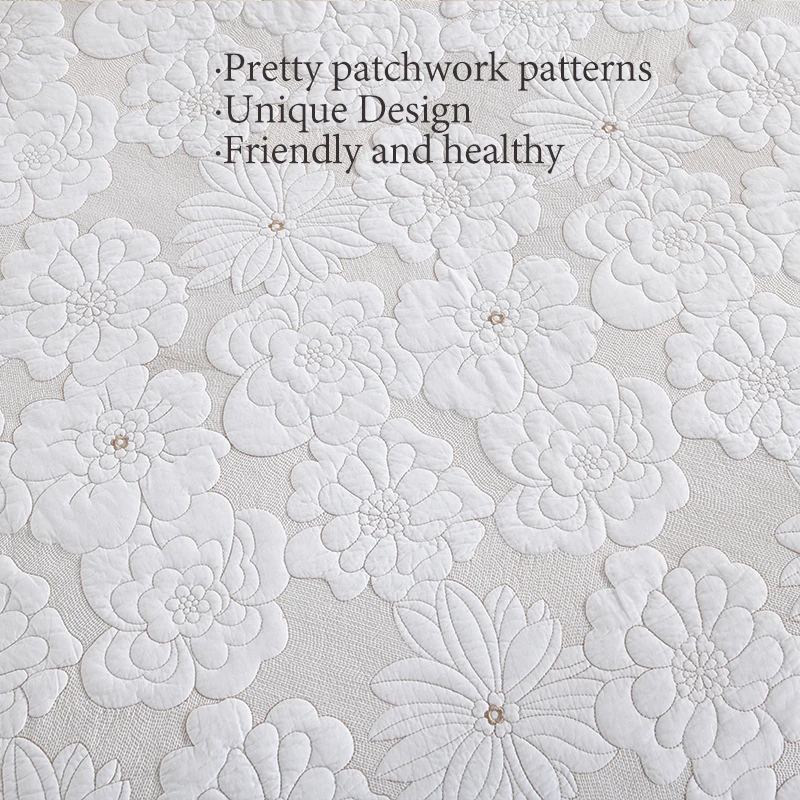 90x98 98x106 3Piece 3D Dimensional Quilted Embroidery Palm Leaf Bedspread Set Cotton Filled Reversible Coverlet Luxury Hotel Collection, Soft Breathable No Clumping Snap-Resistant Pre-Shrunk Envelope