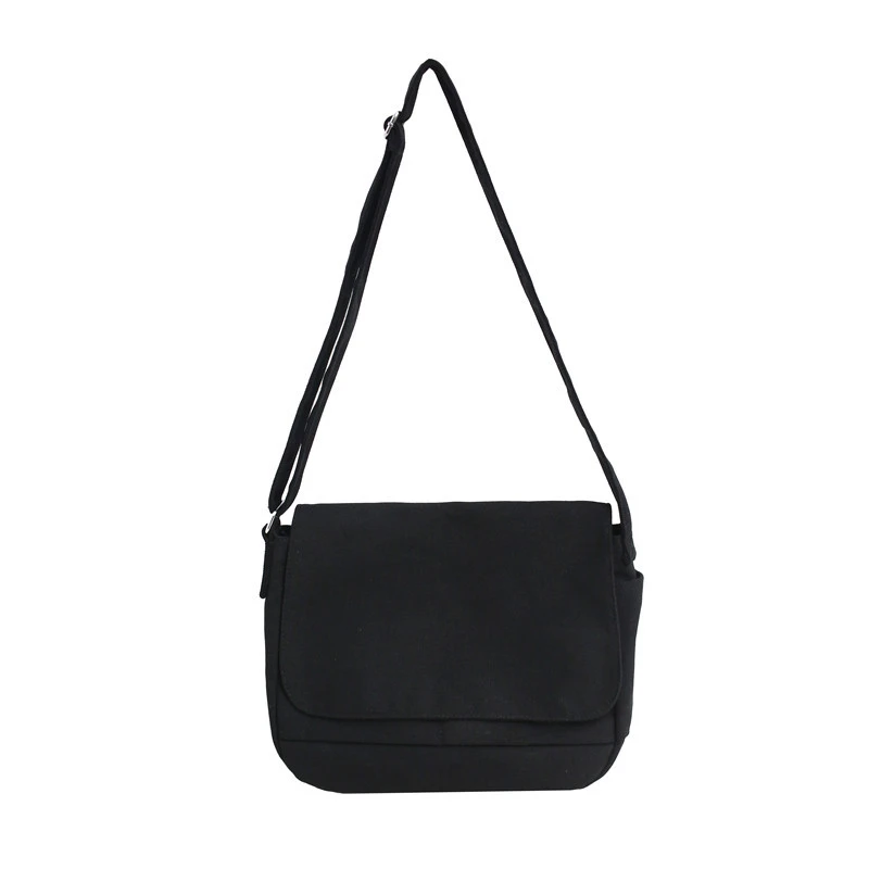 Pure Color Messenger Japanese Canvas Bag Korean Style Simple One-shoulder Backpack