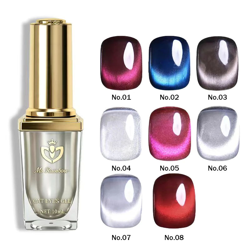 MsRainbow Starry Series Taro Grey Cat Eye Gel Polish 10ml, Milky Nude Magnetic Cat Eye For Nail Gel, Long Lasting LED Soak Off, Glossy Crystal Shimmer, Salon Manicure, Trendy Aesthetic Daily Wear Gift