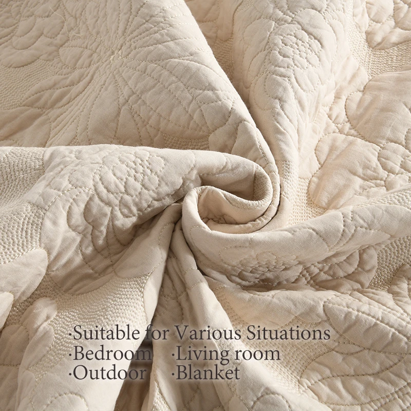 90x98 98x106 3Piece 3D Dimensional Quilted Embroidery Palm Leaf Bedspread Set Cotton Filled Reversible Coverlet Luxury Hotel Collection, Soft Breathable No Clumping Snap-Resistant Pre-Shrunk Envelope
