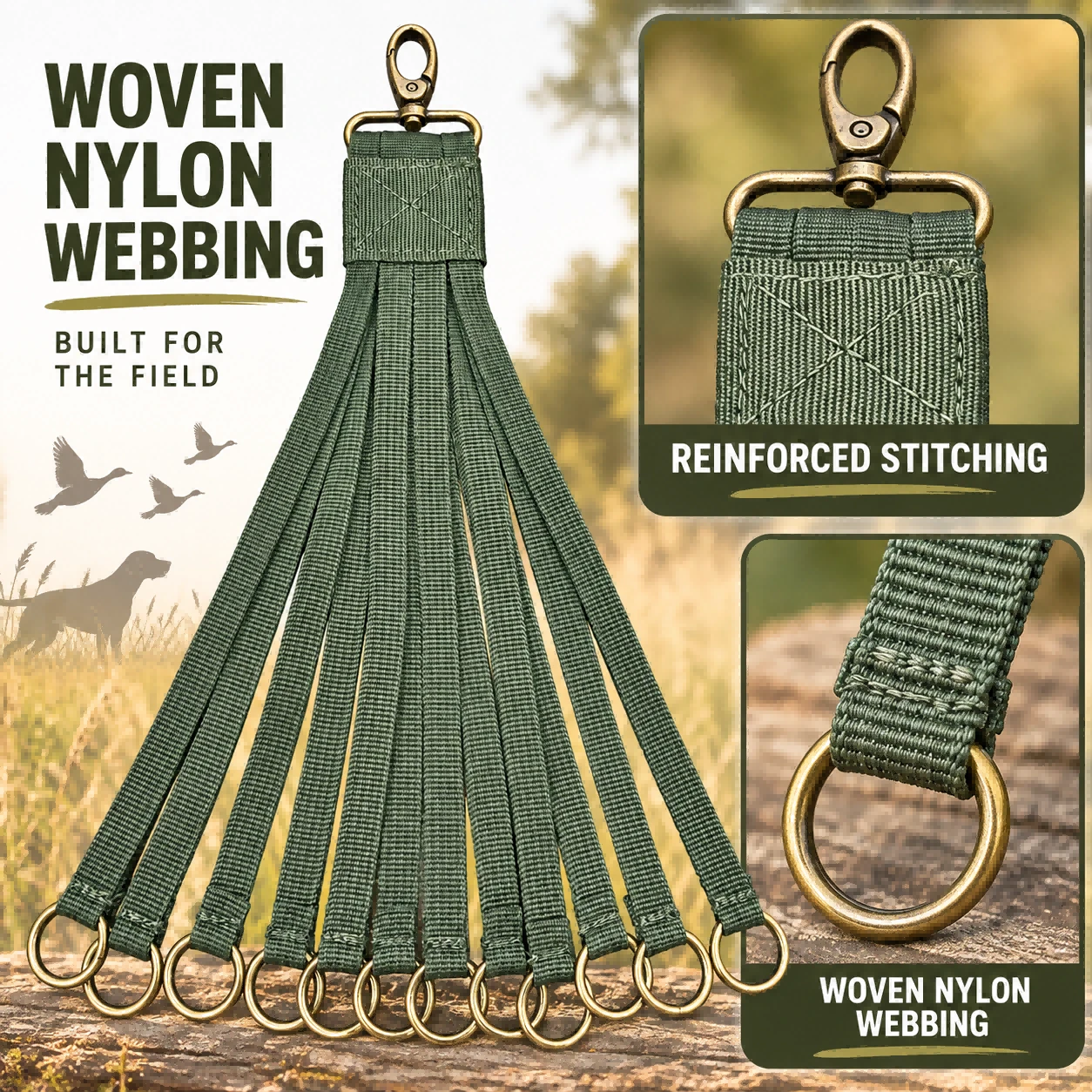Handcraft Outdoor Hunting Shooting Lanyard Duck Dove Bird Waterfowl Slip Ring Carrier Nylon Durable Quick Release All Seasons