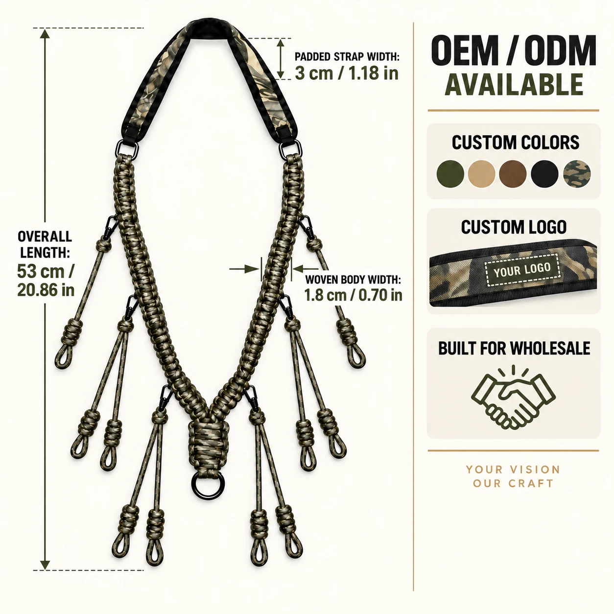LINK High Camouflage Duck Call Lanyard Nylon Woven Goose 10 Removable Loops Duck Whistle MOLLE Durable Hunting Accessories