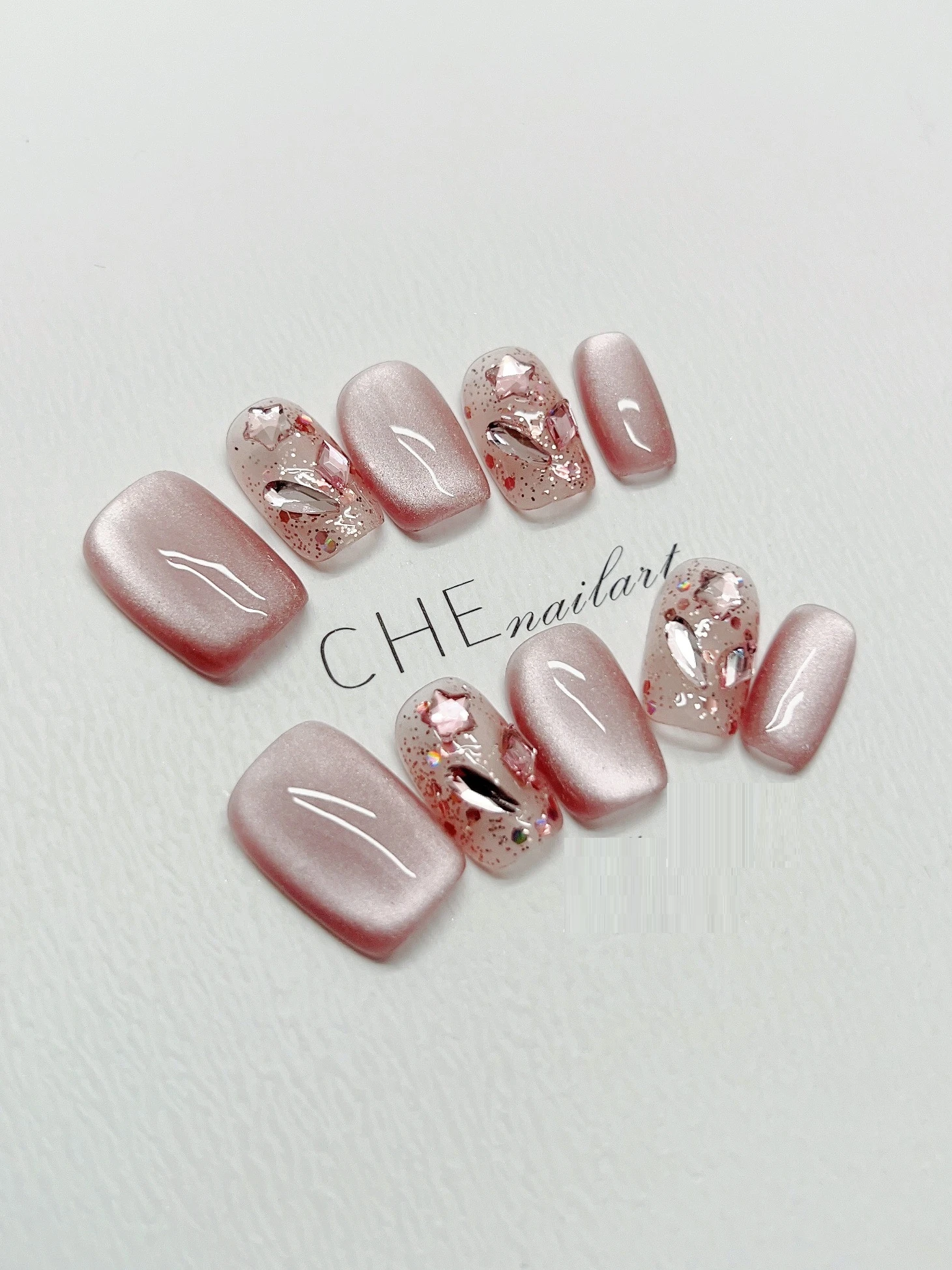 Handmade Custom Nail Beauty Solid Color Cat Eye Wear Nail
