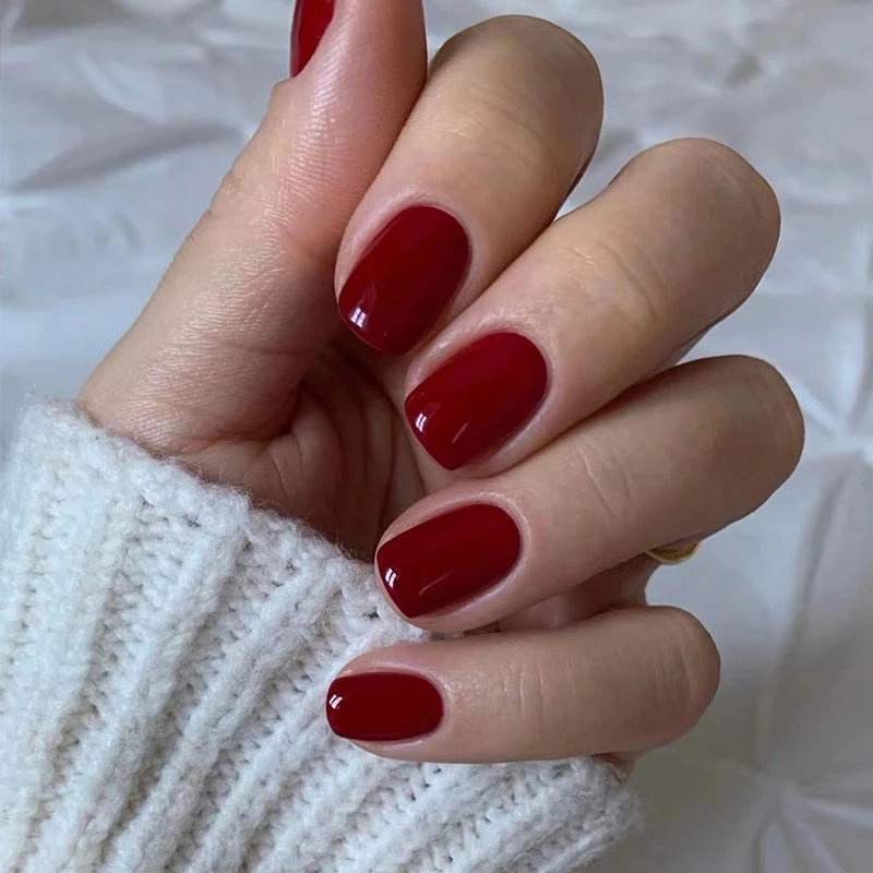Solid Color Nail Tips Wholesale Nail Sticker Finished Product Removable Wear Finished Nail Beauty