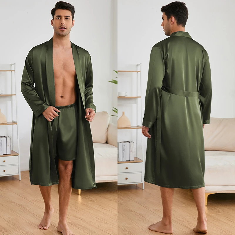 Men's Robes Shorts Suit Solid Color Homewear