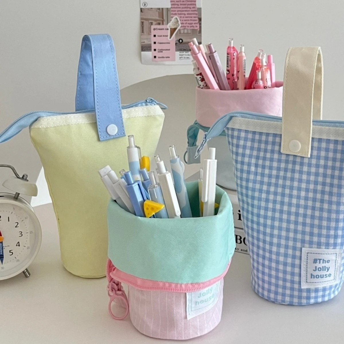 Foldable Standing Pencil Pen Case With Compartments Large Capacity Pencil Pouch Bag School Aesthetic Supplies For Girls Boys Adults