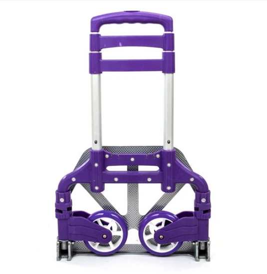 Portable Foldable Telescopic Trolley Luggage Cart Purple