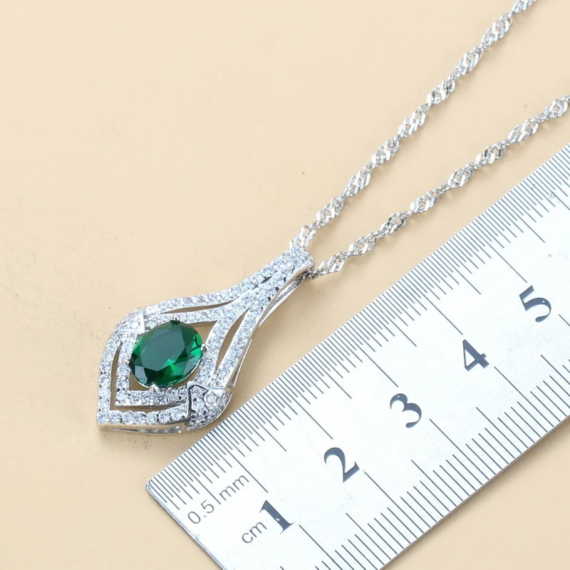 Gem-inlaid Pendant Earrings Necklace Ring Ladies Three-piece Set