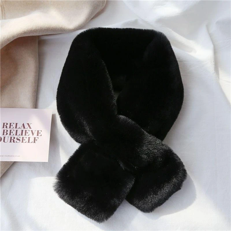 South Korea Chic Style Thickened Solid Color Furry Scarf