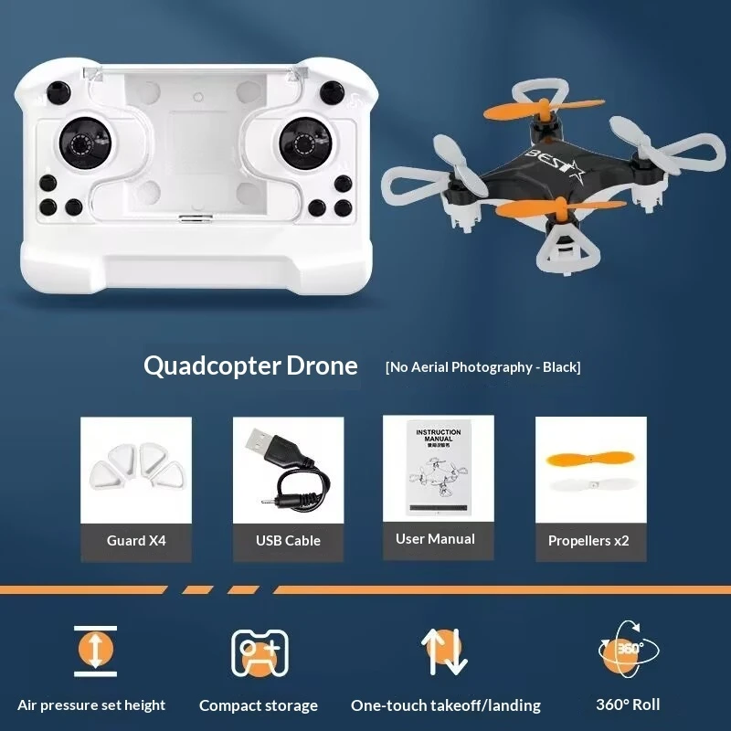 Mini Airplane Drone, Small Pocket-sized Remote-control Aircraft, Altitude-hold Quadcopter, Little Gift