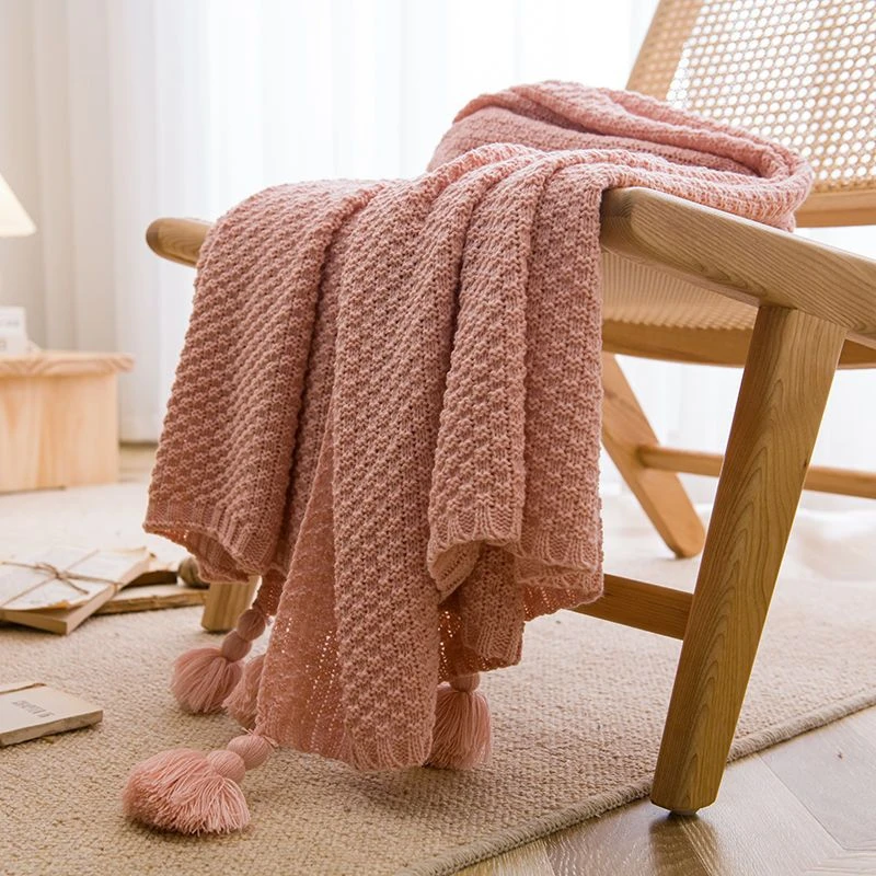 Simple Tassel Casual Sofa Blanket