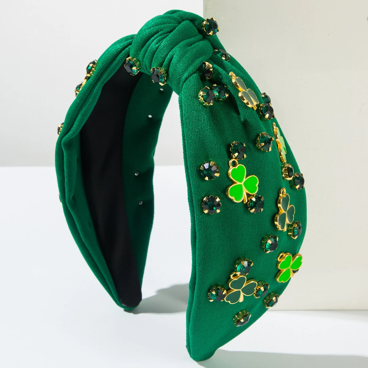 Rhinestone Green Clover Decoration Hair Accessories Hair Hoop Female