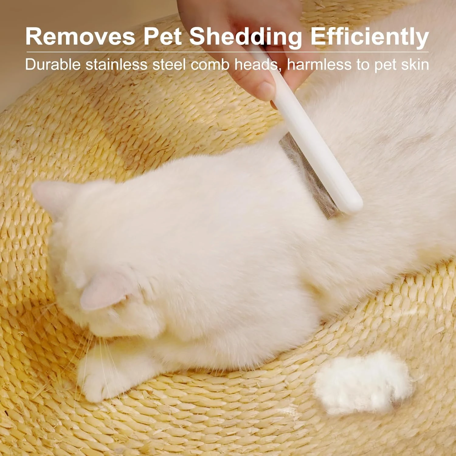 Cat Combs Rounded Stainless Steel Teeth Smooth Tips For Removing Loose Hair Pet Massage Tool For Long Short-Haired Pets Removing Flea And Lice Suitable For Cats