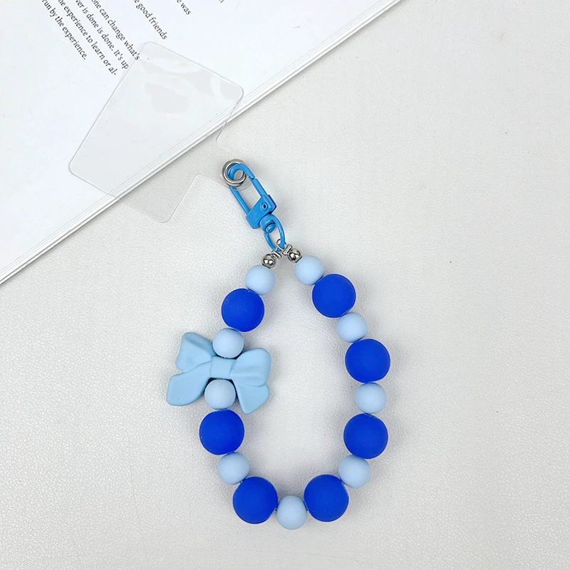 Small Niche Instagram Contrasting Frosted Bead Phone Case Handmade Beaded Chain