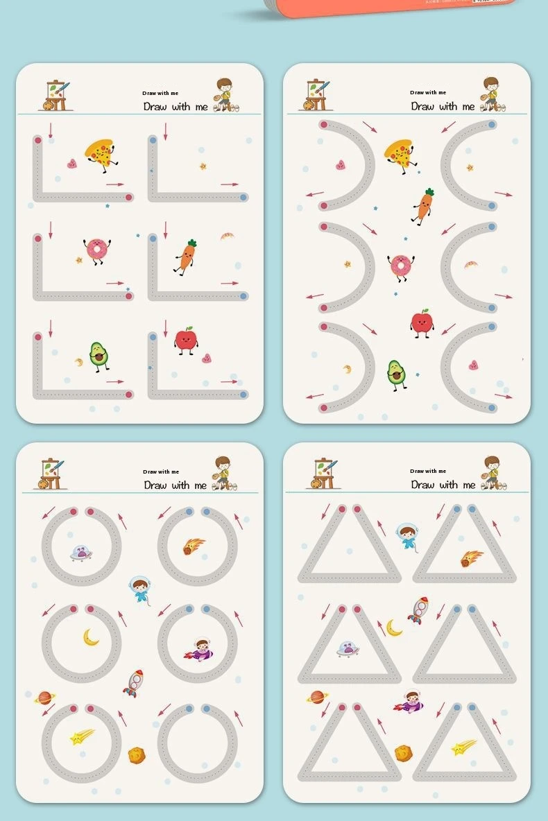 Children's Pen Control Training Copybook Stroke Drawing Point Line Picture Book Potential Development Cards