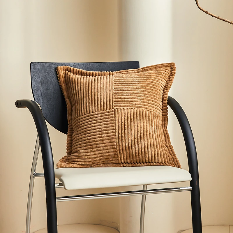Solid Christmas Corduroy Corn Stripe Cushion Cover