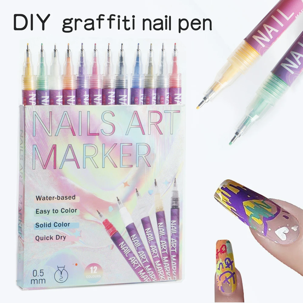 Painted Graffiti Nail Highlight Edge Marking Pen Acrylic Marker Suit