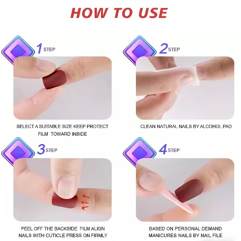 24 PCS Diamond Butterfly Nail Art, Long Length Long Water Pipe Fake Nails,Square Head Nail Tips False Nail