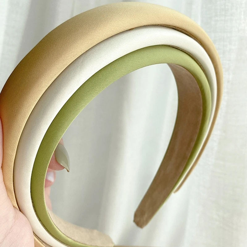 Retro Satin Sponge Headband Net Red French Solid Color Simple Wide-brim Hair Accessories