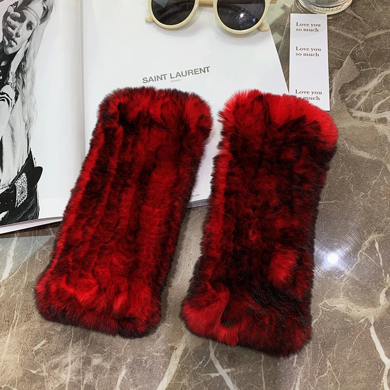 Sweet Warm And Thickened Rex Rabbit Fur Gloves