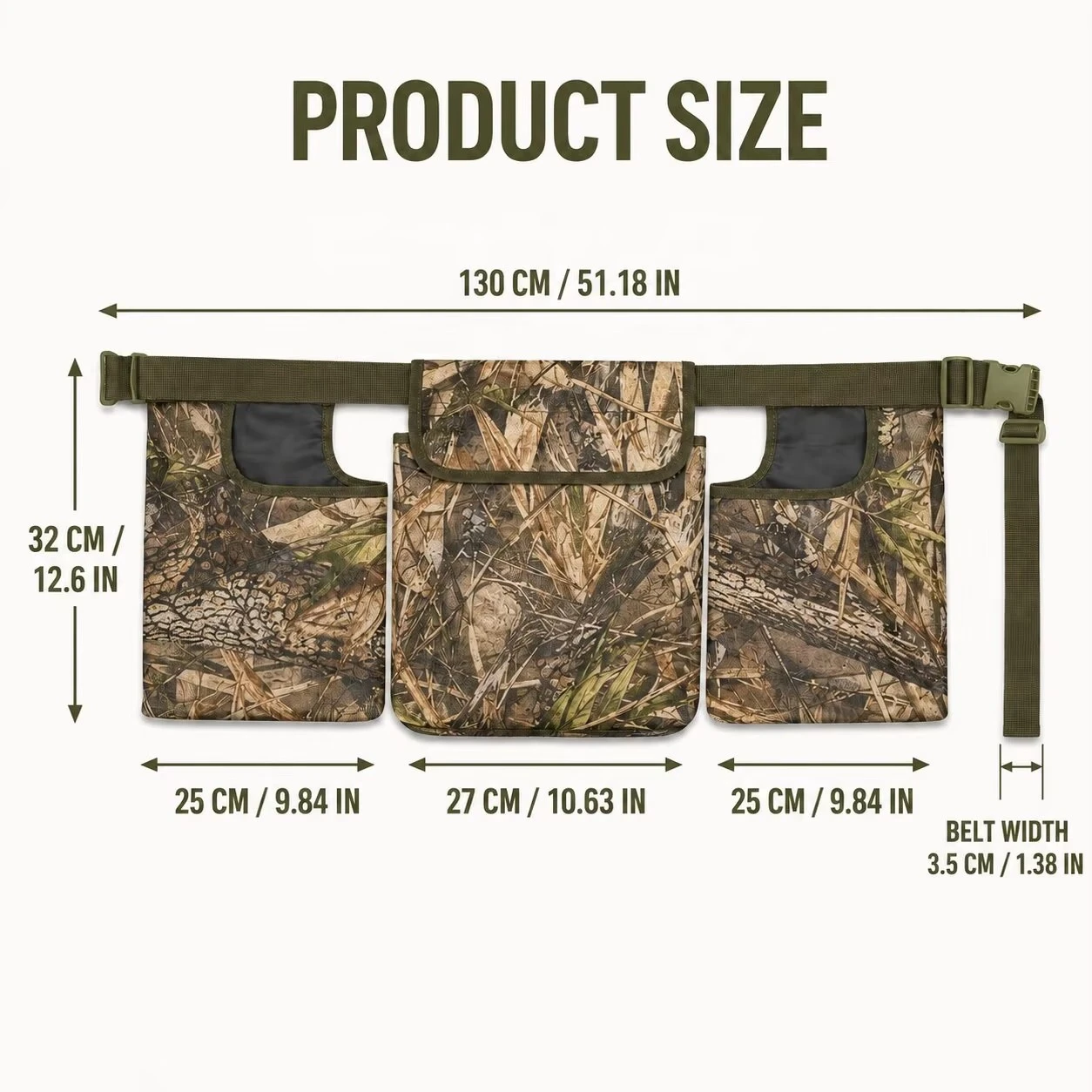 LINK Camo Dove Durable Waterproof Hunting Belt With Game Pouch Adjustable For Bird Hunting & Field Shooting Outdoors