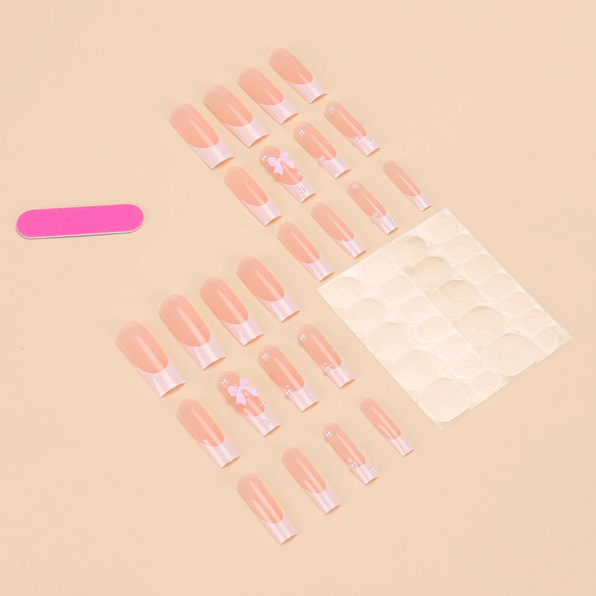 Rectangular Pearl Bow Nail Sticker Finished Product