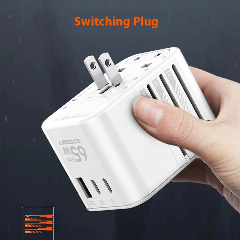 Gallium Nitride PD65W Fast Charging Head Abroad Travel Plug Converter