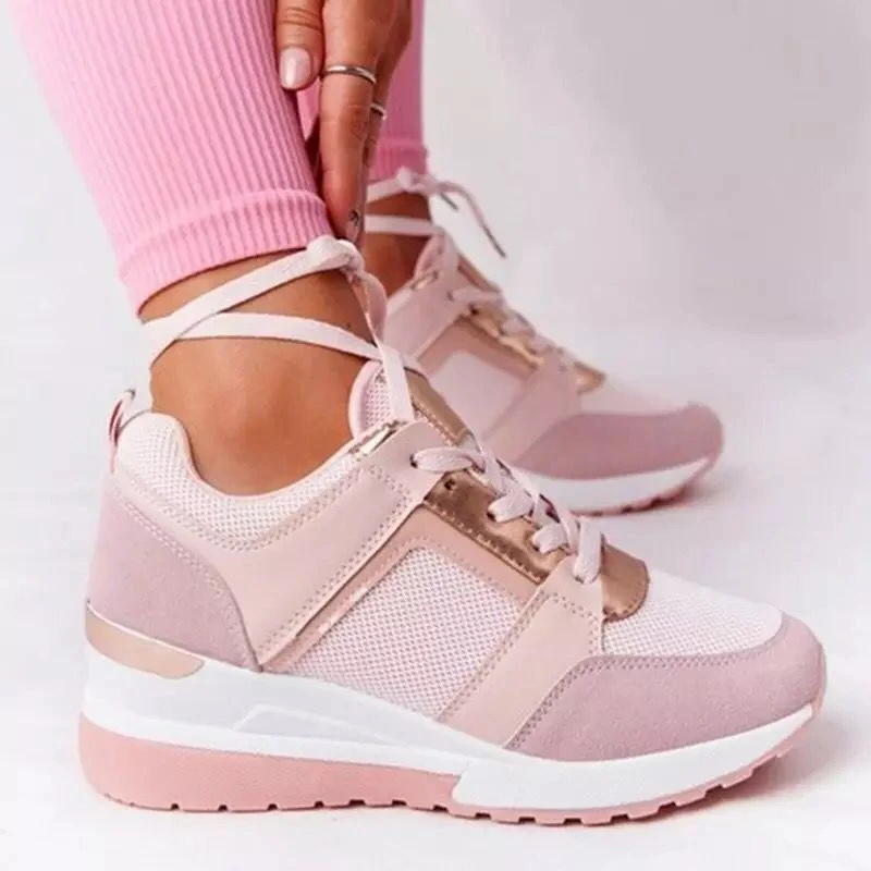 Plus Size Casual Platform Dad Shoes Lace-up Wedge Sports Women