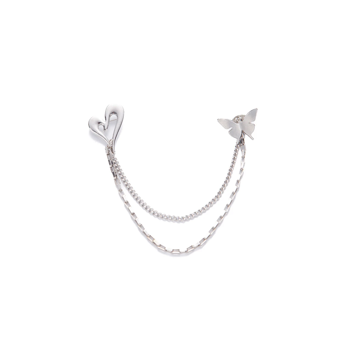Hollow Heart & Butterfly Tassel Brooch, Minimalist Versatile Lapel Pin, Anti-Exposure Accessory For Suits & Dresses, Elegant Fashion Jewelry