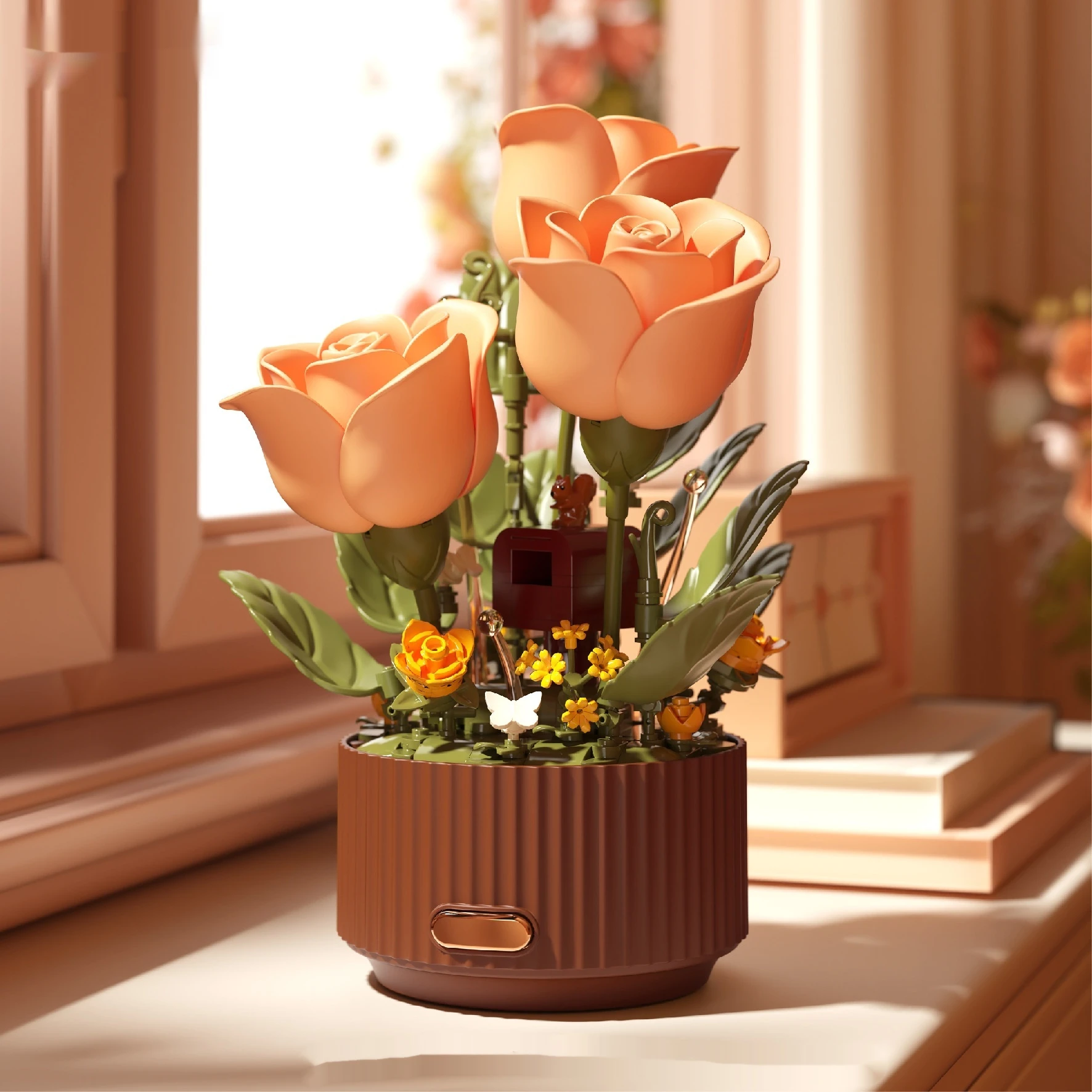 Preserved Flower Building Blocks Motion Flowers Model Birthday Valentine's Day Gift
