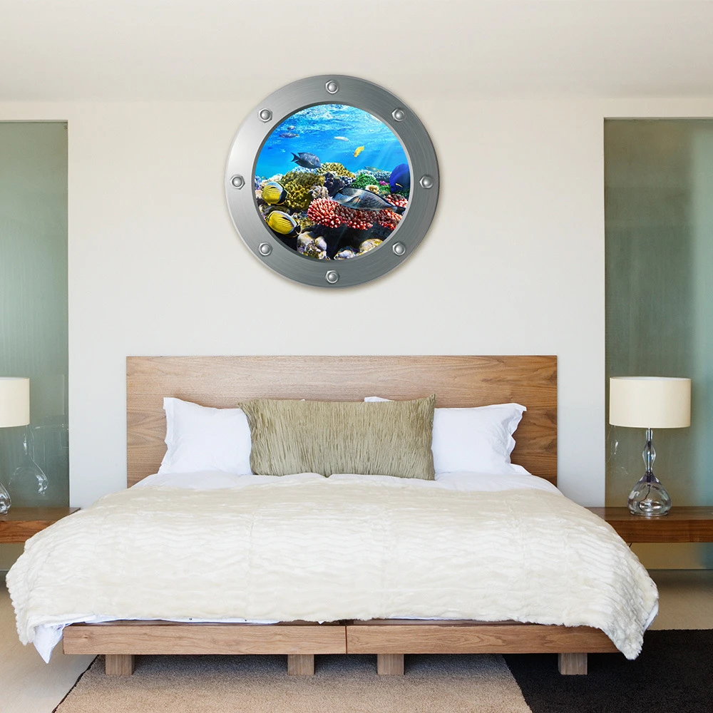 Underwater World 3D Submarine False Window Wall Decal