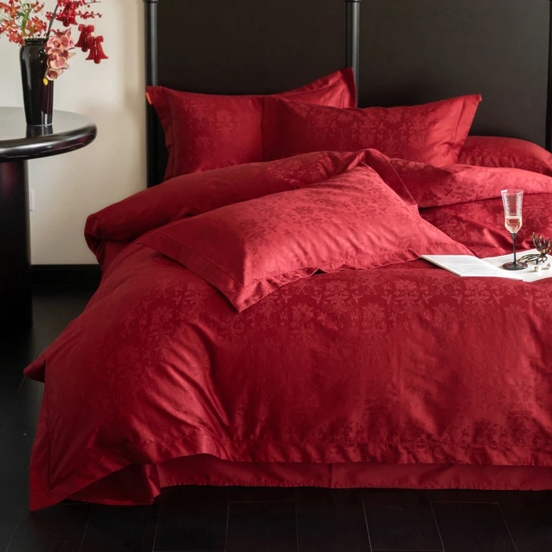 Modern Entry Lux Style Cotton Jacquard Wedding Four-piece Set