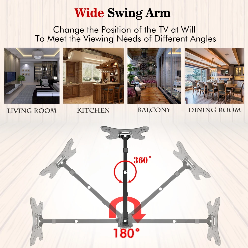 TMX200 Is Adjustable Up And Down 5-12 Degrees With Rotation 180 Degrees, And The Wall-mounted TV Stand Has A Load Capacity Of 30kg
